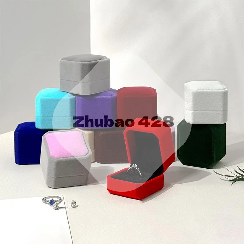 Jewelry Ring Display Case Earring Storage Organizer Portable Square Lid Open Jewelry Earrings Packaging Gift Box