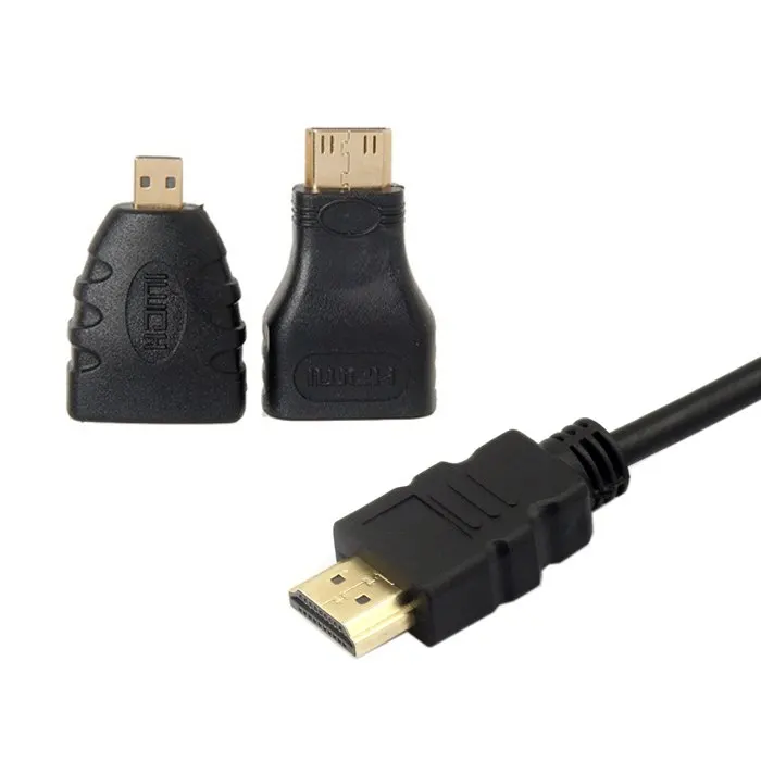 Cablecc Cablecc Black Color HDTV Source to VGA Female Output Cable with Micro & Mini Adapter for Projector Monitor PC Laptop