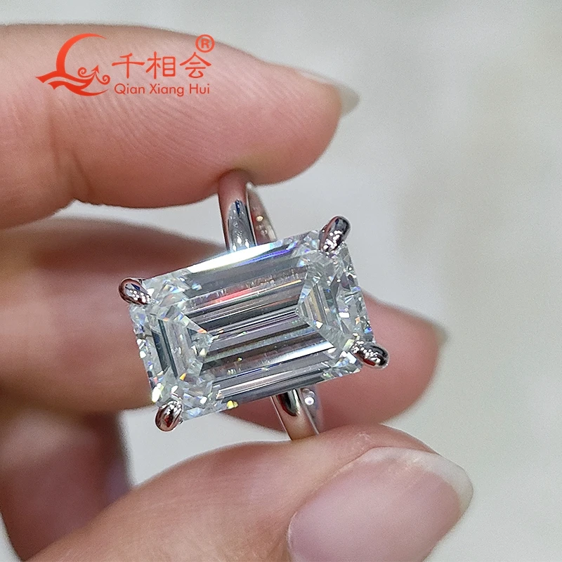 9*14mm emerald around round shape 925 Silver D VVS Moissanite Ring Men women Diamonds jewelry  wedding datting gift fine Jewelry