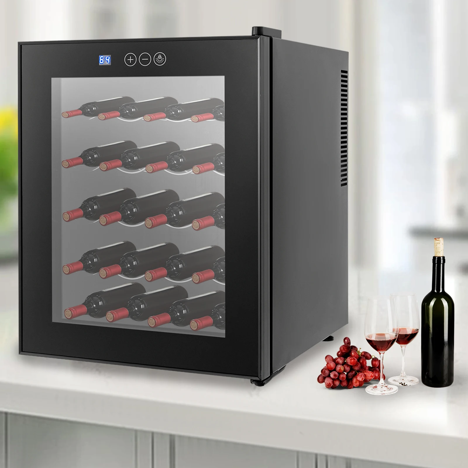 20 Flaschen Weinkühlschrank, 4 Regale, Getränkekühlschrank, Digitalanzeige, 53,6–64,4 ° f Brandy Wine Refrigerator Getränkekühler