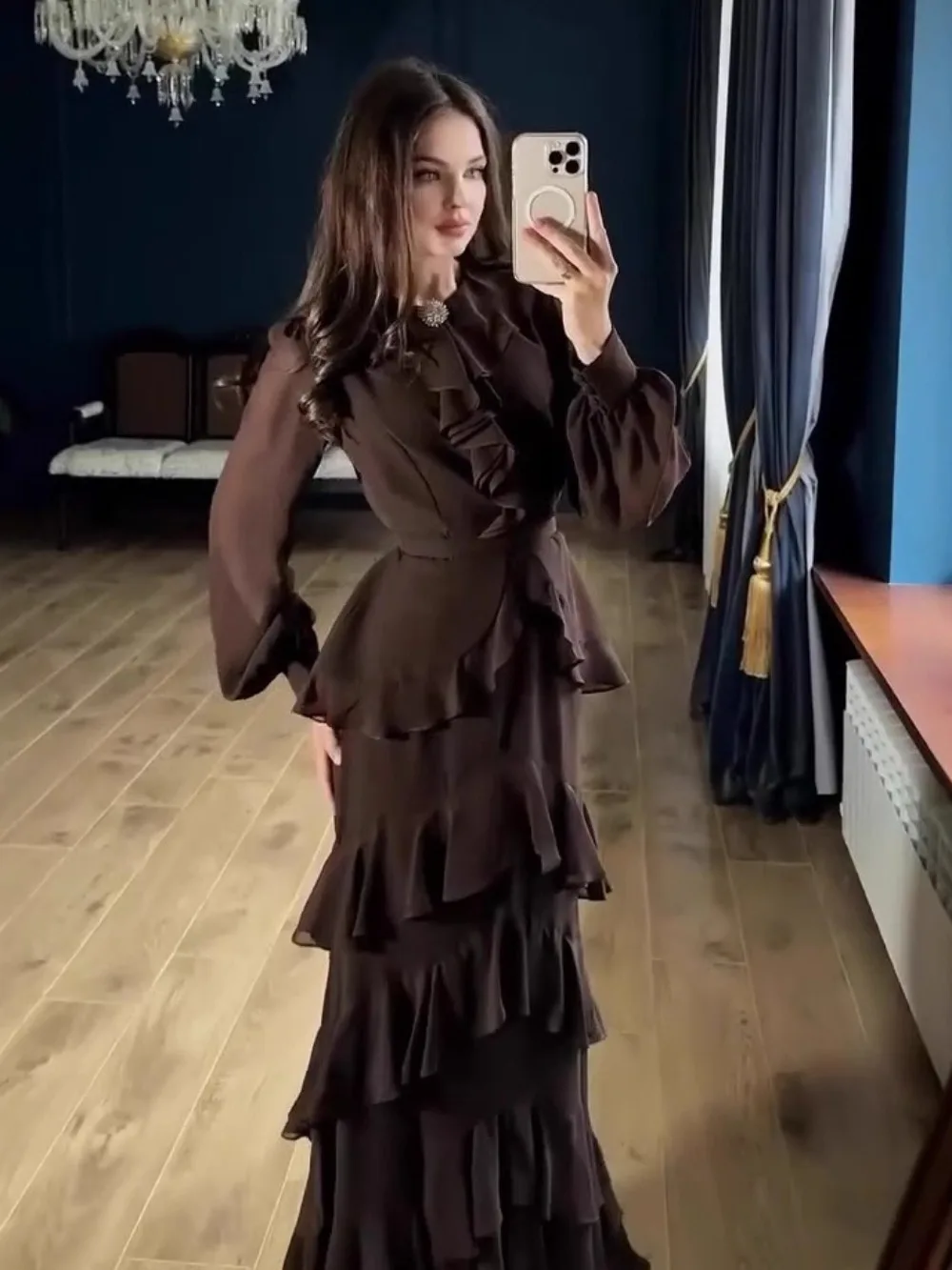 Women Dress Abaya Eid Ruffle Elegant Solid Cake Muslim Jalabiya Ramadan Vestidos Largos Party Arab Long Robe Morocco Kaftan 2026