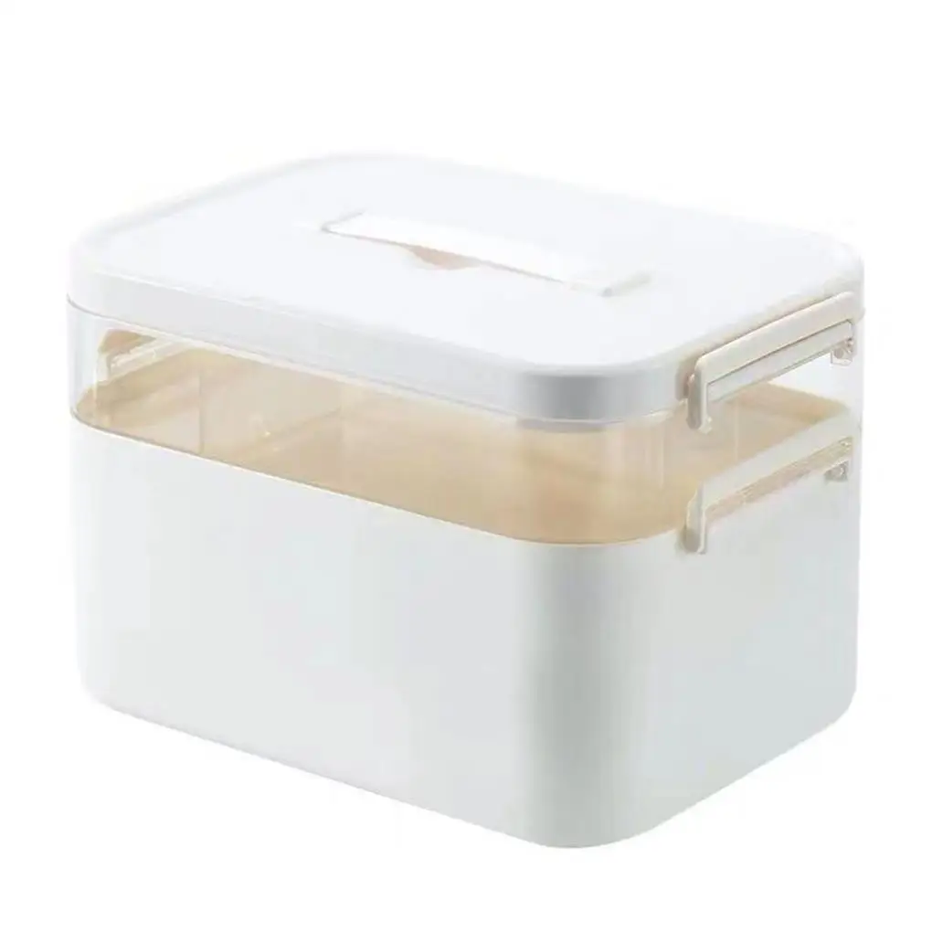 White Wide Application First Aid Box For Home Office And Travel Clip Closure Medicine Storage Box