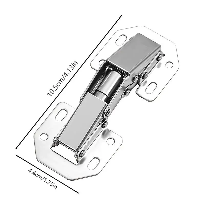 2PCS 90° Stainless Steel Cabinet Hinges No-Drilling Hole Hydraulic Buffer Hinge Kitchen Cupboard Hinges Furniture Hardware