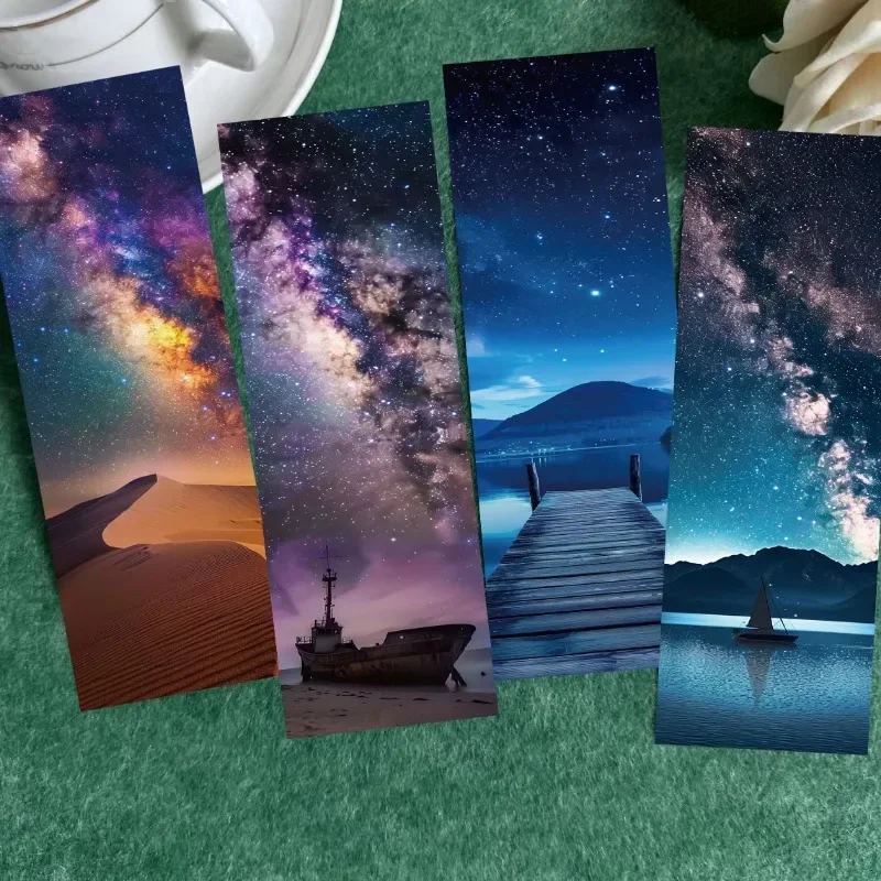 30pcs Space Bright Star Bookmark Wandering Star Marking Student Message Card Bookmark Stationery Paper Card Reading Page Book