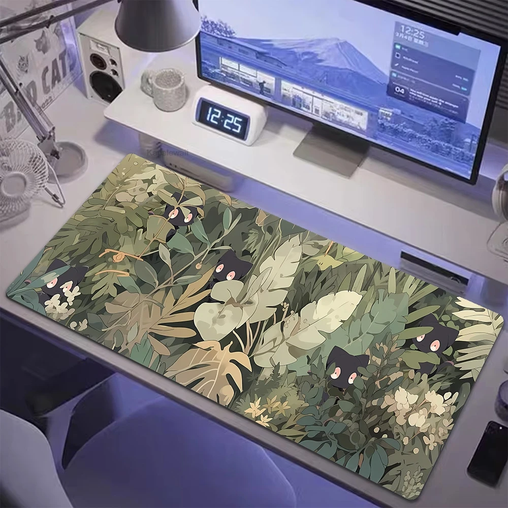 Gaming Green Plant MousePad Computer Laptop Gamer Kawaii Cute Mouse Mat Large Anime Mouse Pad 900x400 Keyboard Pads Desk Mat