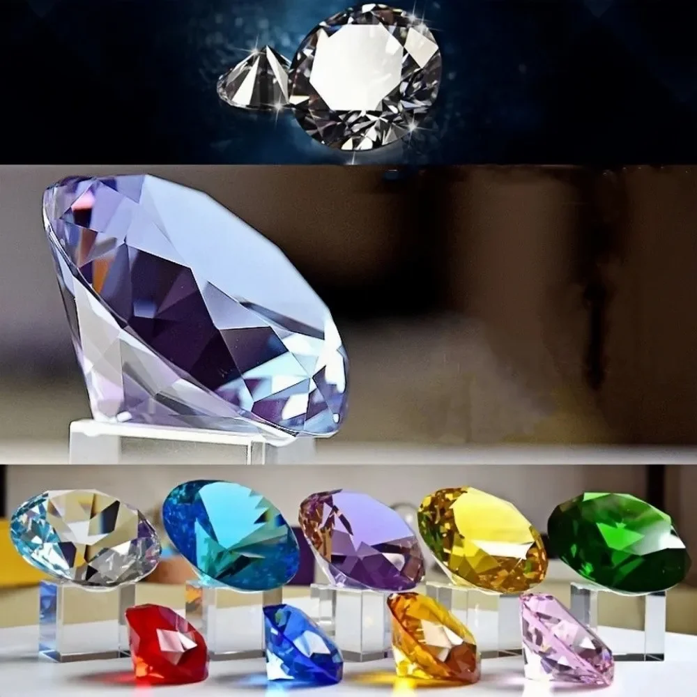 10-Farben-Kristall-Briefbeschwerer in Diamantform, dekorativ geschliffenes Glas, riesiger Edelstein, Hochzeit, Heimdekoration, Weihnachtsgeschenk – Detail 7