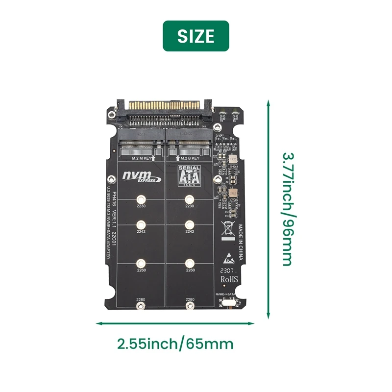 Adaptador M.2 SSD para U.2, SATA-Bus NGFF SSD para PCI-E, U.2 SFF-8639, Pcie M2 Converter, 2in 1