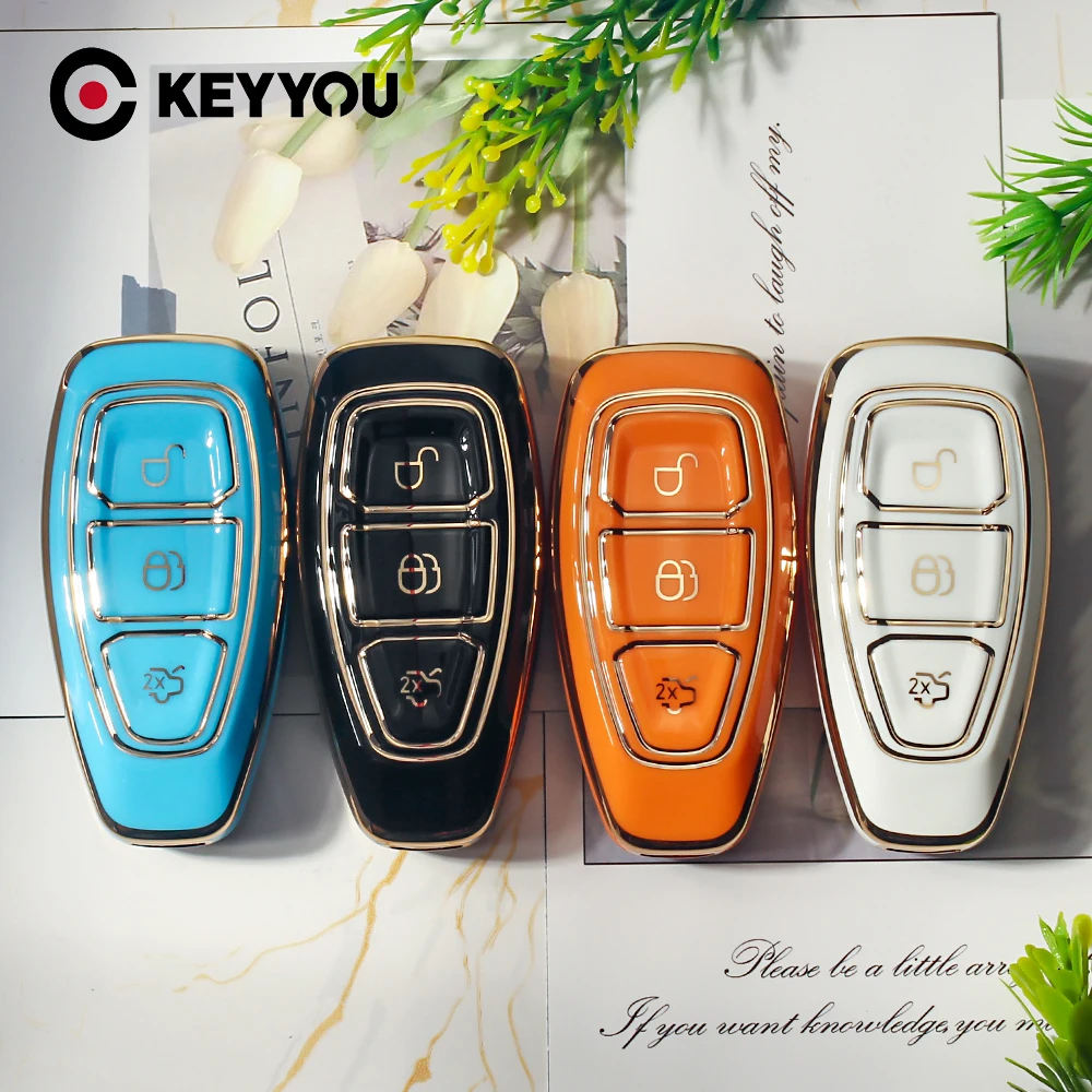 KEYYOU new For Ford Focus 2 3 C-Max S-Max Fiesta Mondeo Kuga Ecosport Ranger Escape Galaxy TPU Car Key Case Protect Cover