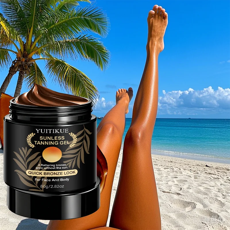 YUITIKUE 80g Sunless Tanning Gel Quick Bronze Glow Self Tanner for Face Body Natural Tan