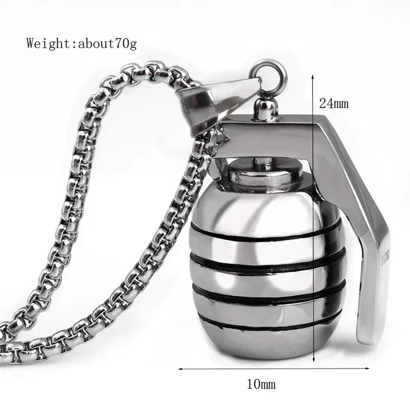 Hot Sale Stainless Steel Grenade Creative Domineering Pendant Necklace Crystal from Austrian Fit Men For party