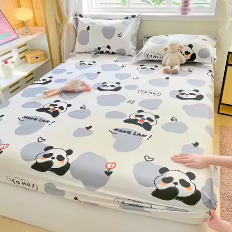 Kids' Panda Print Cotton Fitted Sheet product image