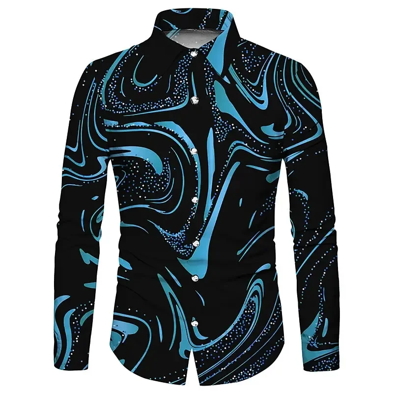 Men colorful geometric pattern 3D printed long-sleeved shirt autumn casual men's clothing business party outdoor large size 6XL