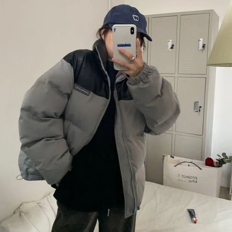 2021 Winter Women Warm Thicken Outerwear Loose Parkas Coat Fashion Color Matching Cotton Windbreaker Jacket New Zip Coats Korean