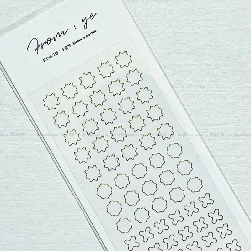 Transparent Laser Gold Silver Star Love Round Series Decorative PVC Laser Stickers Scrapbooking Stick Stationery Sticker