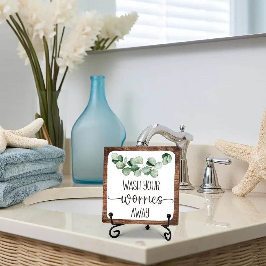 5 لوحة خشبية للحمام غسل تقلقك بعيدا علامة مضحك الحمام غرفة الغسيل مكتب ديكور مرحاض ضيف الحمام الديكور