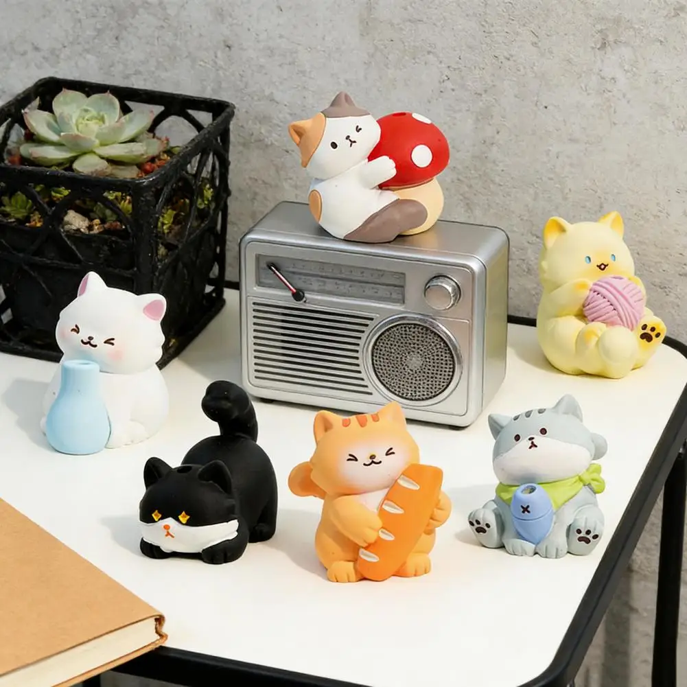 Mini Cat Statue Cute Cat Whisker Collector Sculpture 3d Cartoon Cat Beard Holder Vase Mini Pet Vibrissae Keepsake Pocket Statue