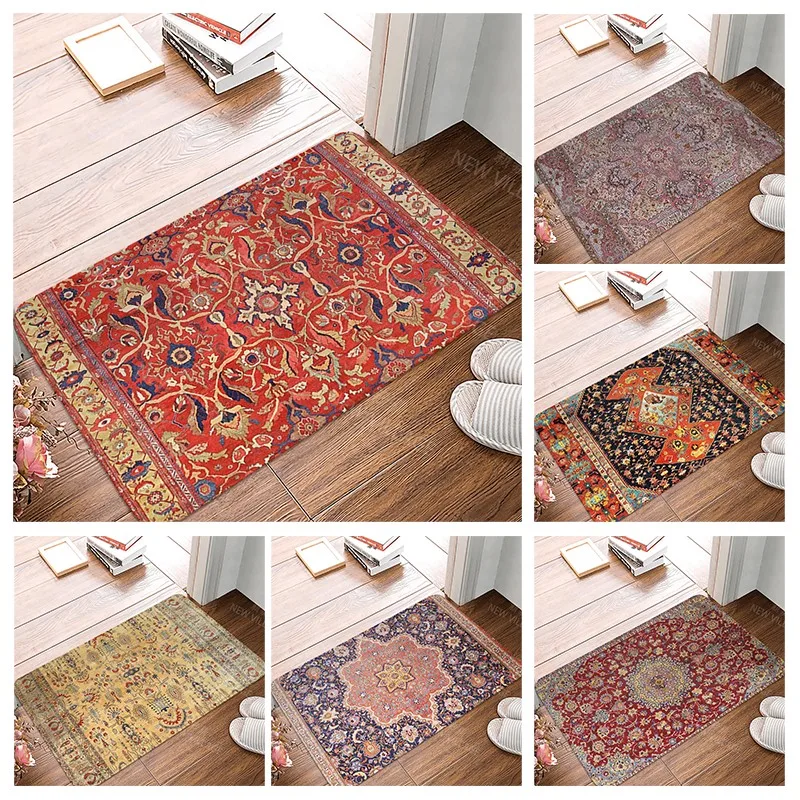 Anti-slip Bath Mat Bathroom Small Rug Shower Mat Home Decor Door Mat Kitchen Bedroom Entrance Room mats Morocco vintage Persia