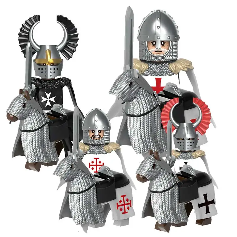 G0128 Medieval War Horse Teutonic Knights Templar Building Block Ancient Action Figures Building Toy For Children