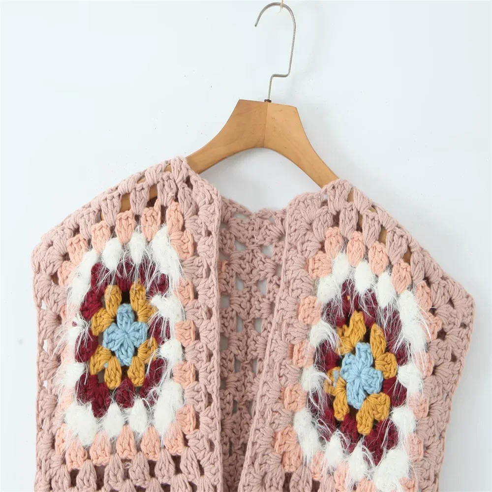 2025 New European and American style new women's clothing ethnic style exotic style handmade grandmother grid cardigan tie up