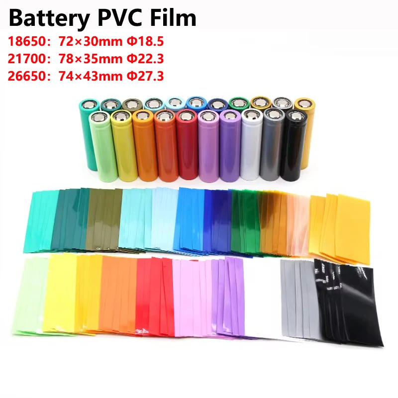 

18650/26650/21700 PVC Heat Shrink Tube Battery FilmTape Precut Shrinkable Sleeve Tubing Protect Pipe Cover for Batteries Wrap