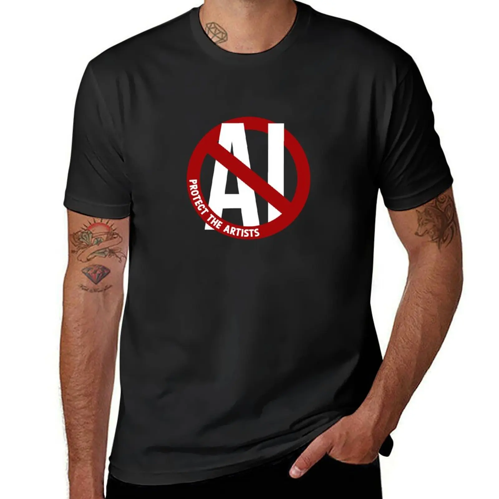 

No AI Protect The Artists T-Shirt oversizeds blacks mens plain t shirts