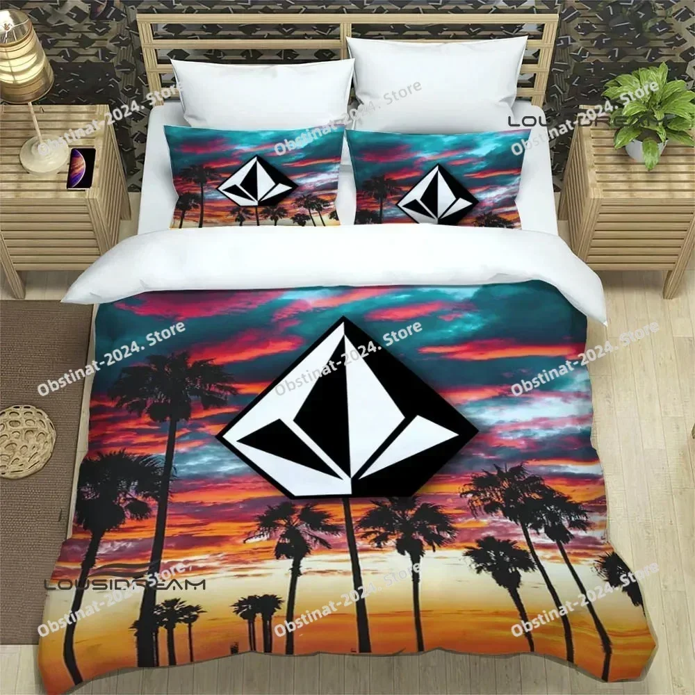 2025 3D V-VOLCOM LOGO Bedding Set Printed single Comforter Quilt Bed Cover Duvet Cover Pillow Case 3 Pieces Sets Kids Adult Size