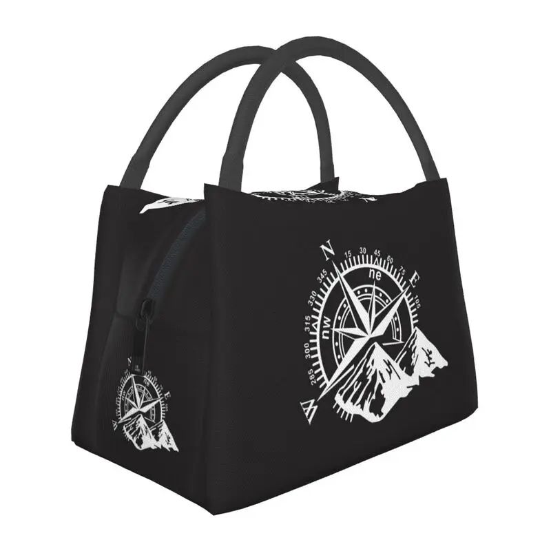 

Compass Rose Navigate Mountain Insulated Lunch Bag for Women Leakproof Cooler Thermal Lunch Tote Office Picnic Travel