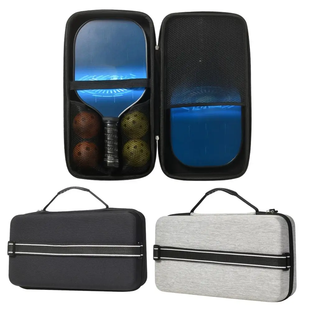 Hard EVA Pickleball Racket Storage Bag Holds 2 Paddles and 4 Balls Waterproof Pickleball Racket Bag Shell Organizer Paddle Case
