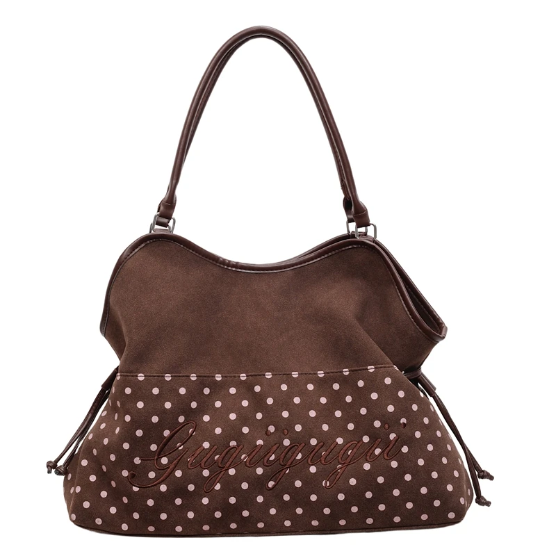 

Модная Y2K новая сумка на одно плечо с леопардовым принтом в горошек, большая вместительная сумка на одно плечо, милая женская сумка-тоут с пряжкой на шнурке