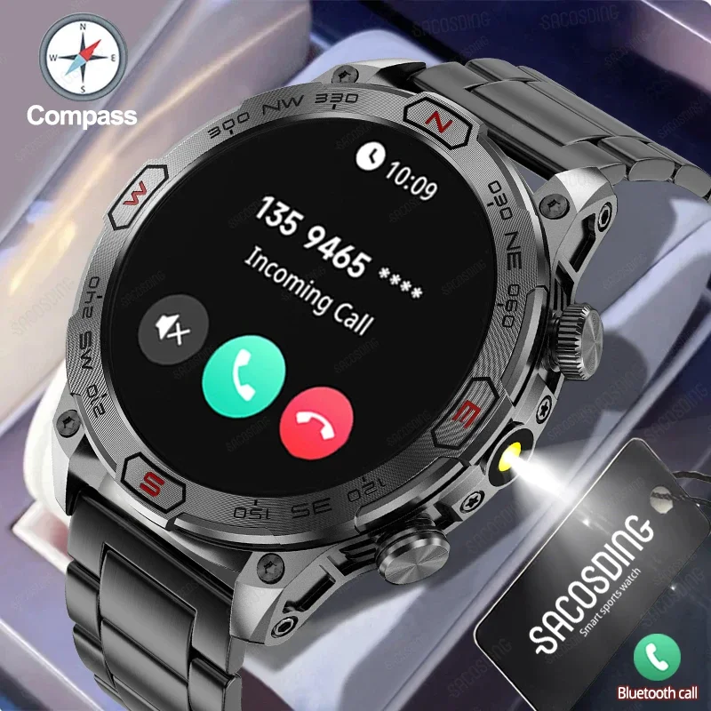 

Smart Watch 466*466 AMOLED HD Bluetooth Call LED Flashlight Tactical Waterproof Military Sports Outdoor Bracelet Fitness Watches