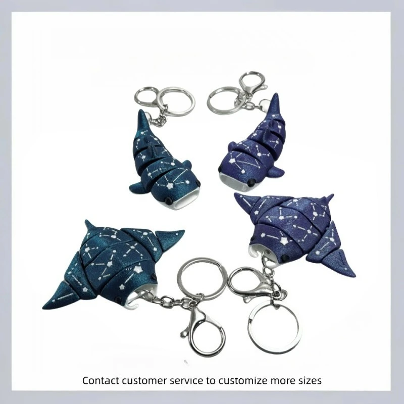 3D Printed Shark Popular Toy Model with Starry Sky Shark Figurine Realistic Model Keychain for Kids