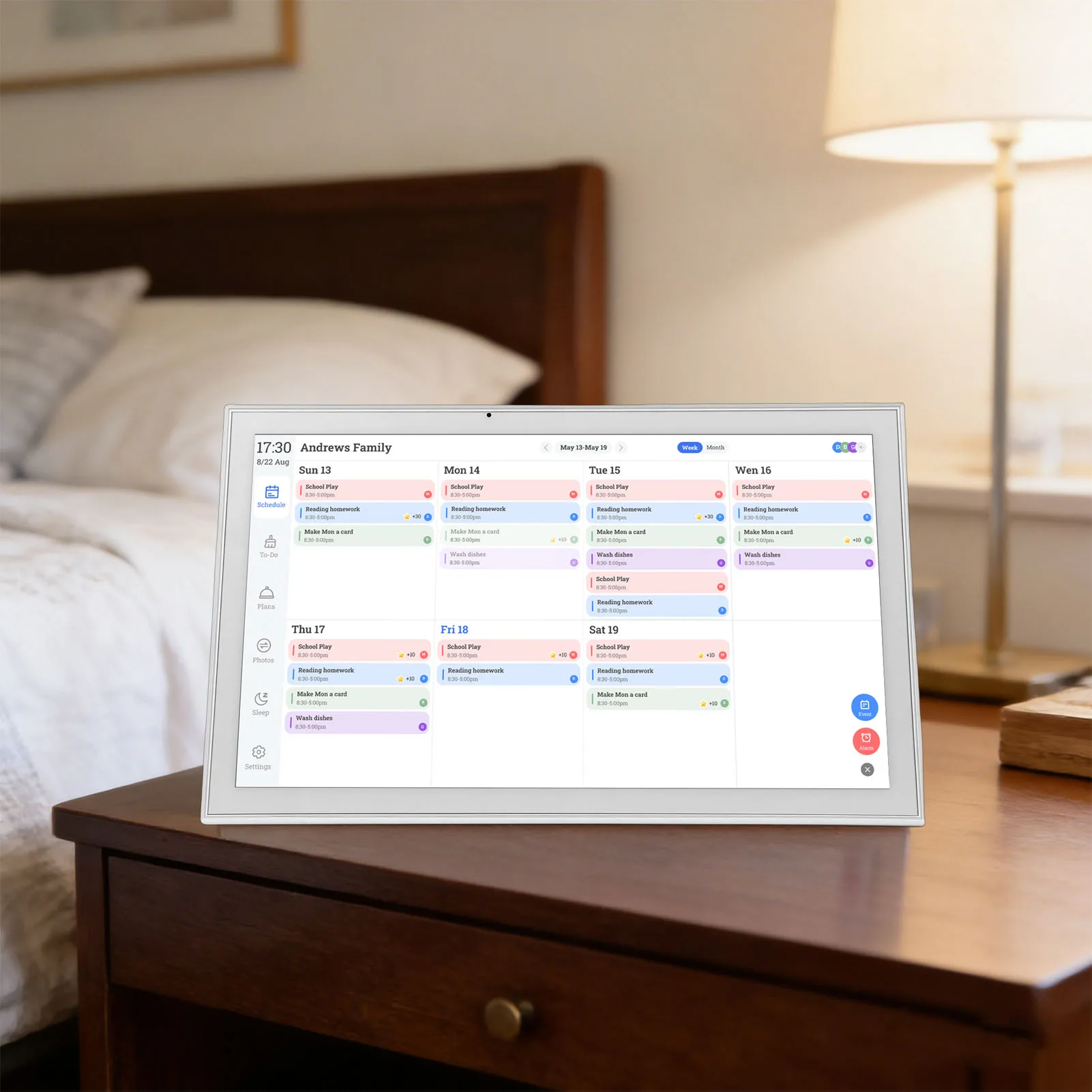 

Digital Calendar Touchscreen 21.5in Electronic Chore Chart Smart Weekly Monthly Planner Wall Desk Family Planner Picture Frame