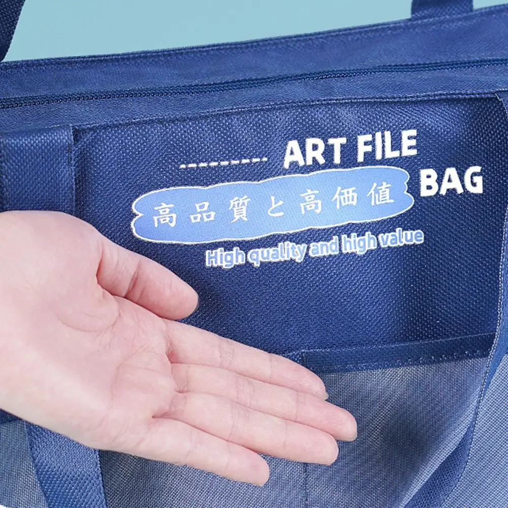 

Lightweight A3 Zipper Pouch Bag Creative Canvas Document Book Bag Mesh Waterproof Multi-layer File Organizer School