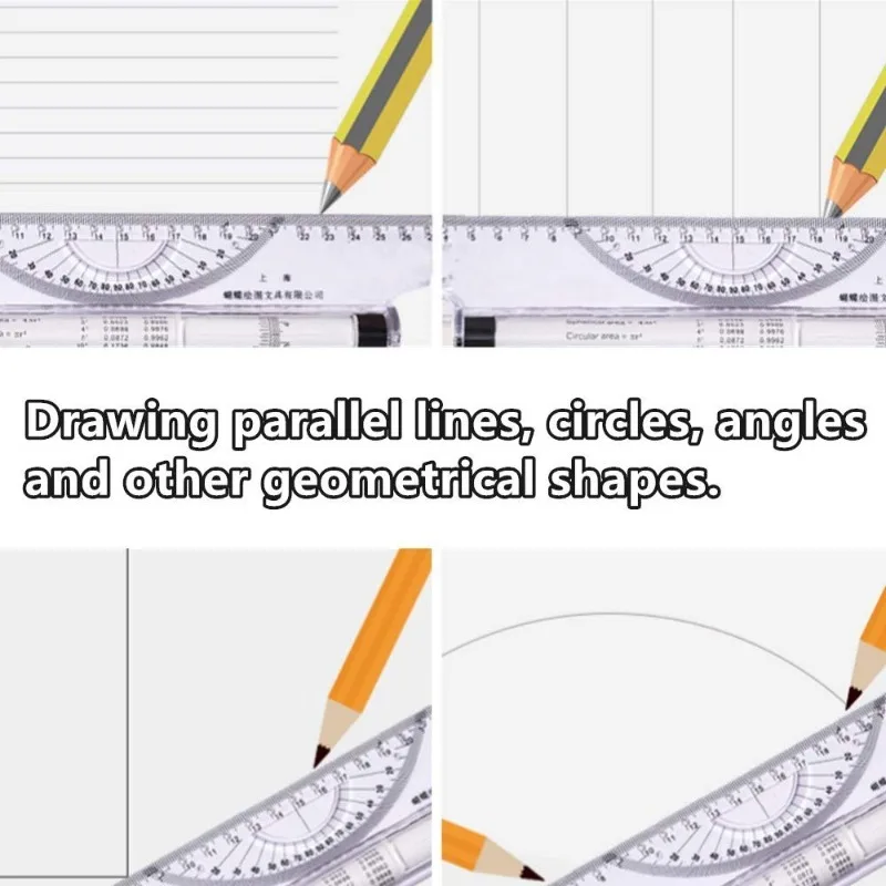 15/30cm Multi-Function Drawing Tool Roll Draw Ruler Metric Rolling Ruler Clear Parallel Rolling Ruler Angles Line Ruler