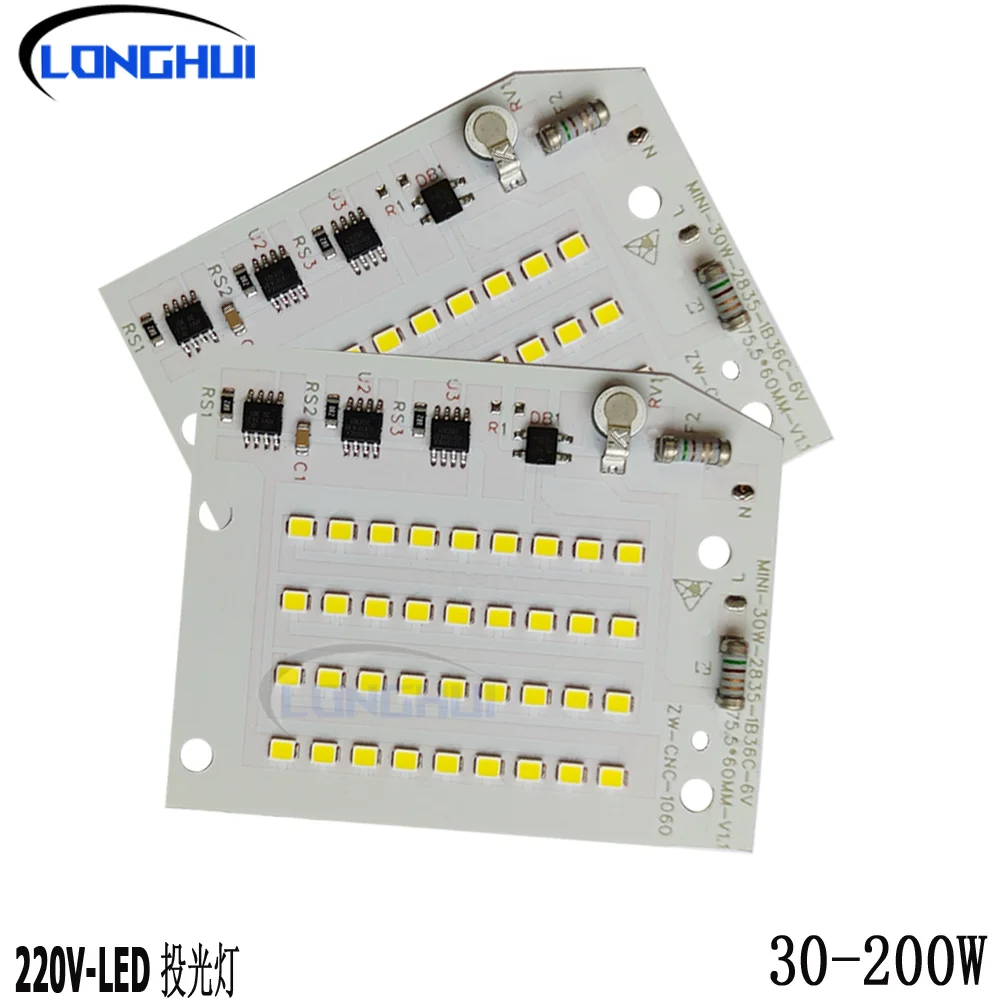 

Белый SMD2835 светодиодный PCB алюминиевая пластина умный модуль драйвера IC AC220V DIY прожектор прожекторы лампы 30 Вт-200 Вт для освещения