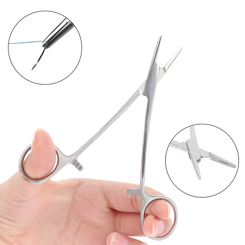 1Pcs 12cm Locking Forceps Curved Hemostat Farm Tool Needle Clamp Suture Needle Holder