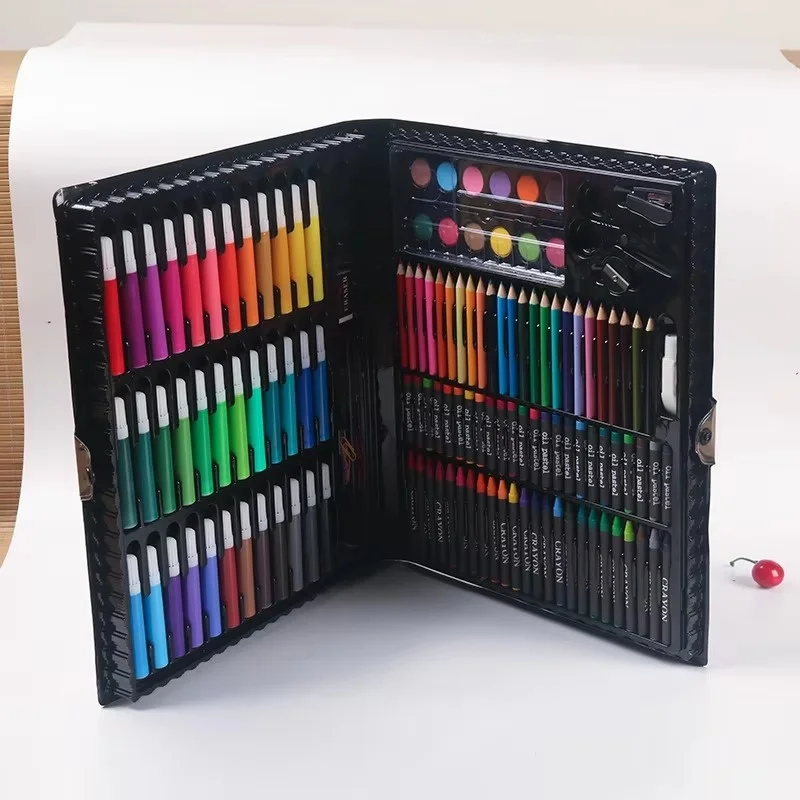 150 Brush Set Children\'s Painting, Stationery Art Oil Painting Stick Tools Watercolor Pen Crayon Pencil Graffiti Gift Box