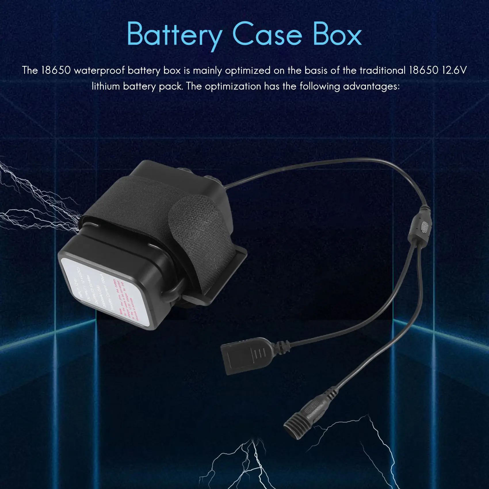 ABKQ-Waterproof DIY 6X 18650 Battery Case Box Cover With 12V DC And USB Power Supply For Bike LED Light Cell Phone Router