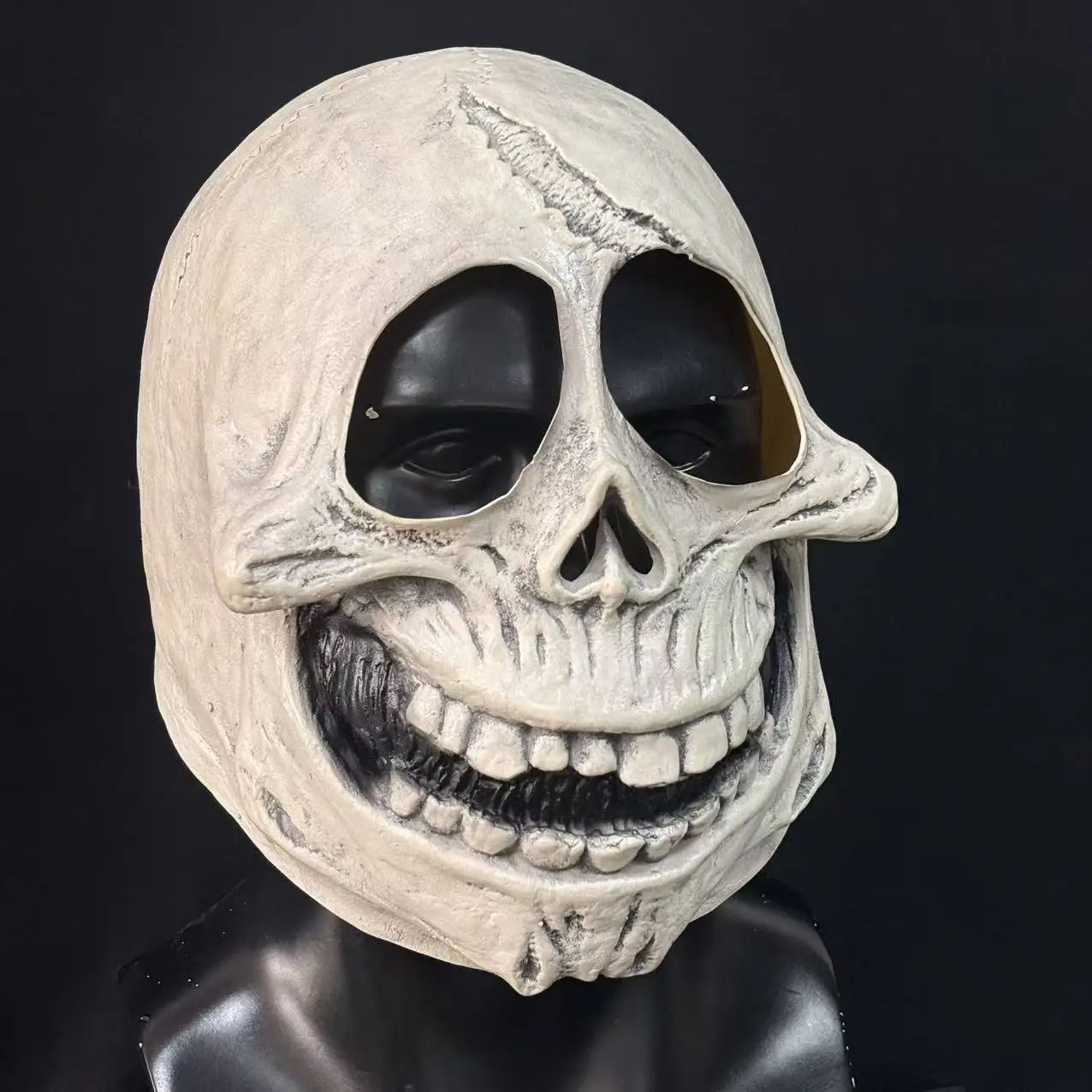 Skeleton Latex Mask with Movable Chin Day of The Dead Headpiece Halloween Party Horror Prop Escape Room Script Kill Cos Headgear