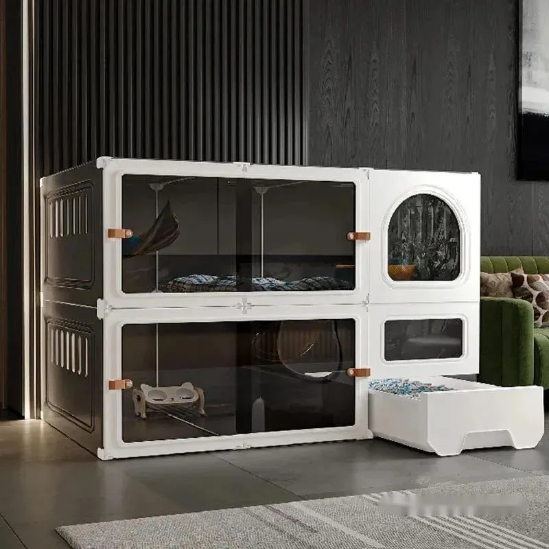 

Modern Minimalist Cat Cage Cats Litter Box Integrated Cat House Light Luxury Large Free Space Household Indoor Cages for Cats