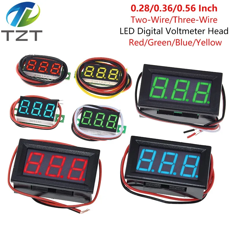 Digital Voltmeter 0.28/0.36/0.56 Inch Digital Voltmeter Voltage Panel Meter  Red/Blue/Green/Yellow Electromobile Motorcycle Car