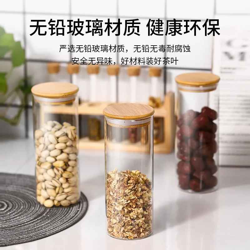 Bar Table Decoration Tea Display Jar Transparent Glass Test Tube Display Rack Milk Tea Shop Coffee Bean Storage Jar