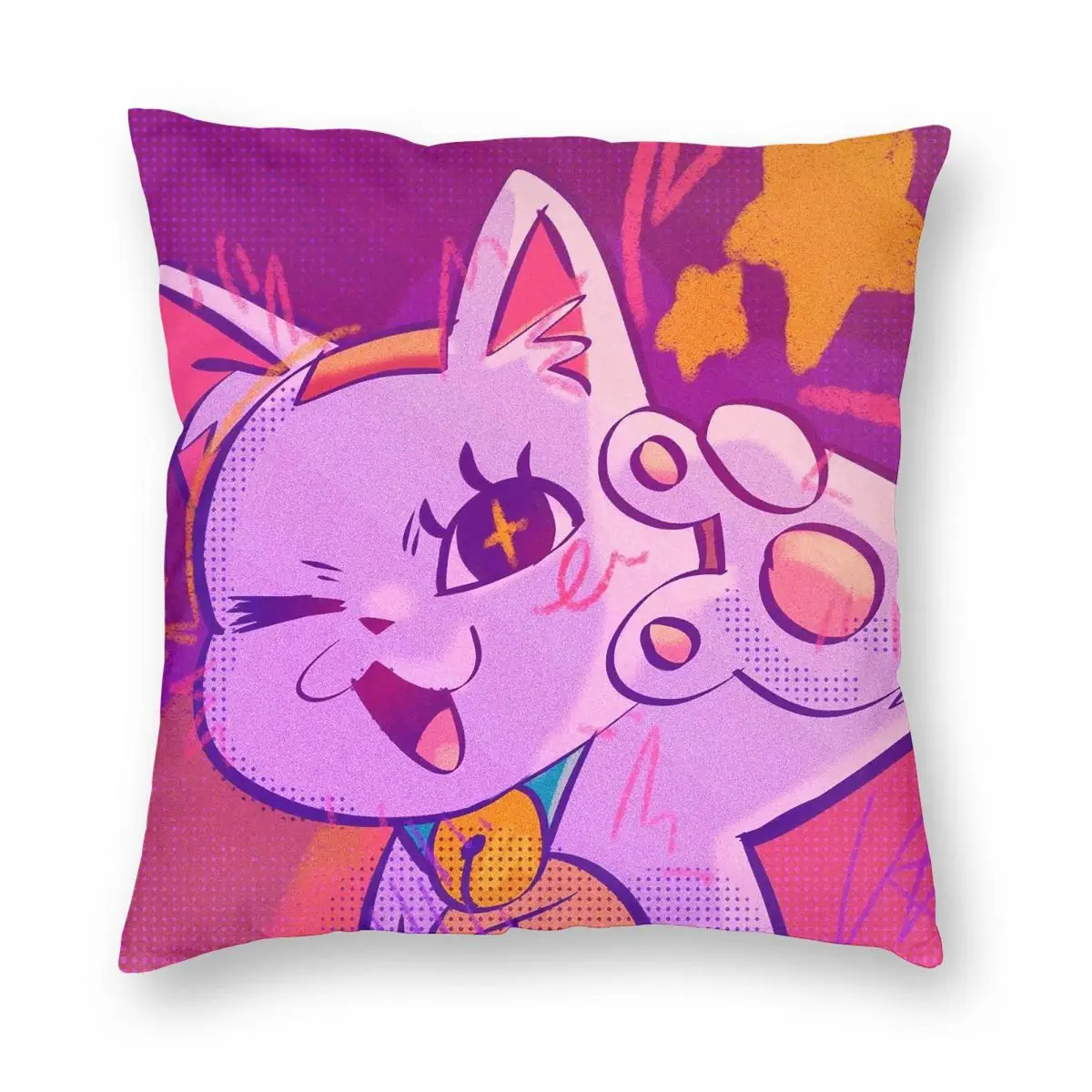 Cartoon Cute Cat Turbo Granny Anime Square Pillowcase Pillow Cover Cushion Zip Decorative Comfort Throw Pillow for Home Bedroom