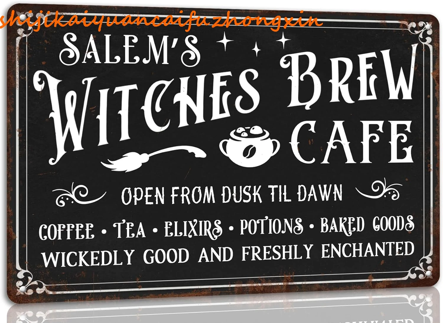 Salem’S Witches Brew Cafe Metal Tin Sign Vintage Retro Halloween Party Poster for Home Cafe Witch Kitchen Halloween Wall Decor 8