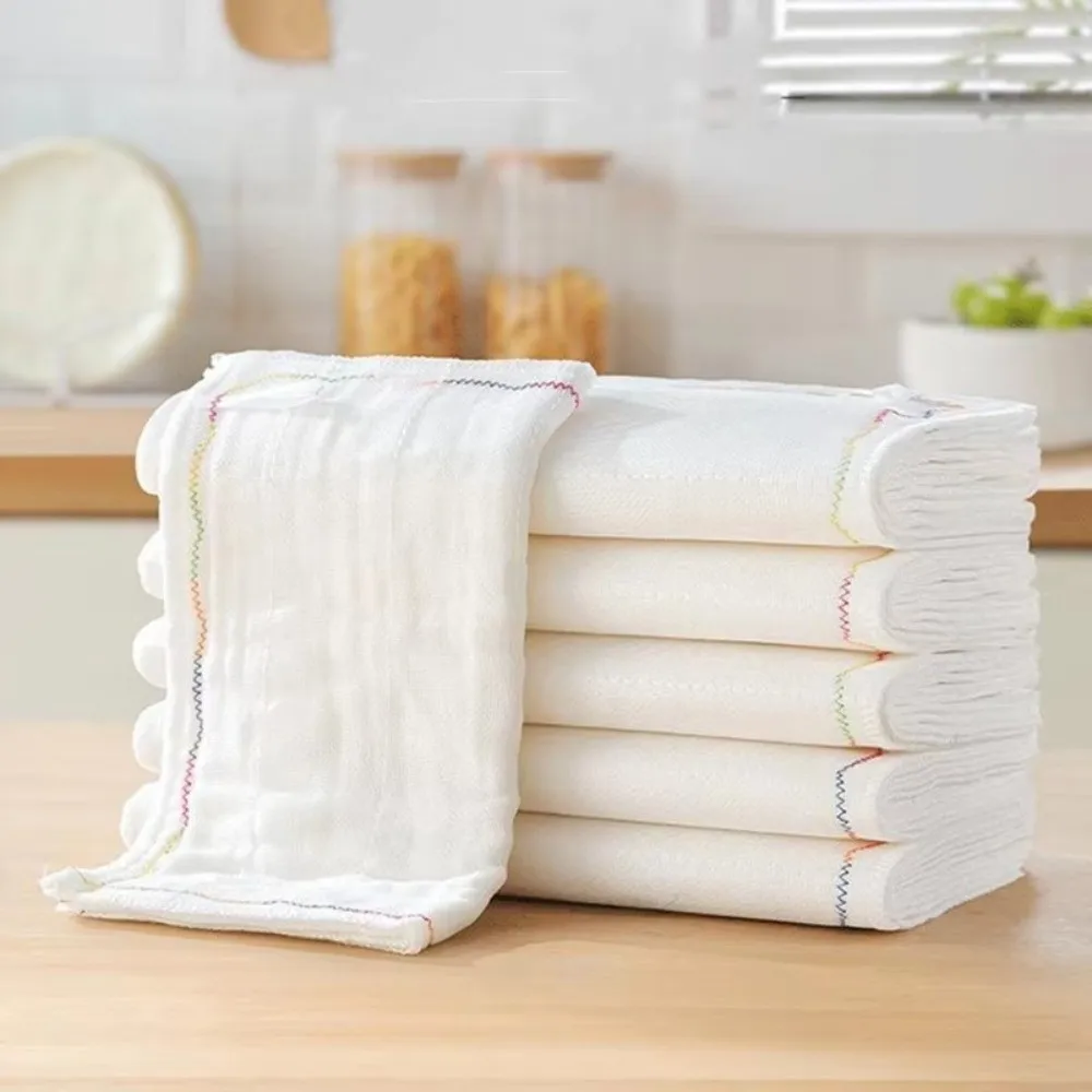 

New Super Absorbent Kitchen Dishcloth Non-oil Rainbow Layered Cleaning Towels Cotton Yarn Kitchen Gadgets Tableware