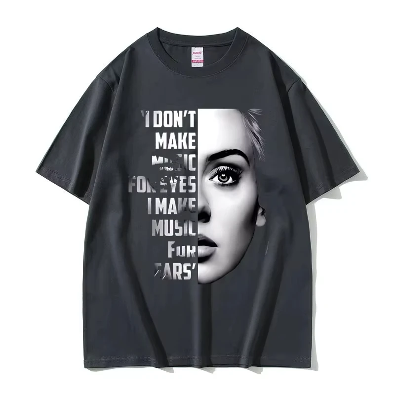 Best Famous Singer Adele Face Graphic T-shirt Men Women Clothing Fashion Pop Music T-shirts Men's Oversized T Shirts Fans Gift
