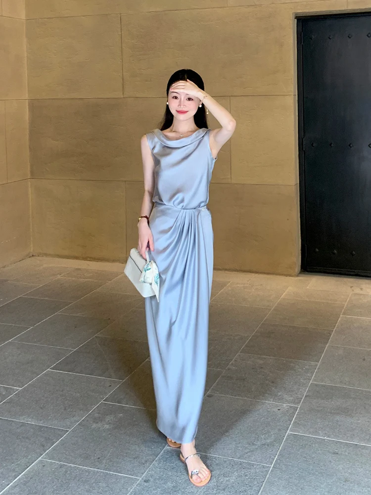 

Комплект из двух предметов: топ и юбка из ацетатного атласа Wang Han Yan Spring Summer Resurrection Sle Svel для женщин, летняя мода