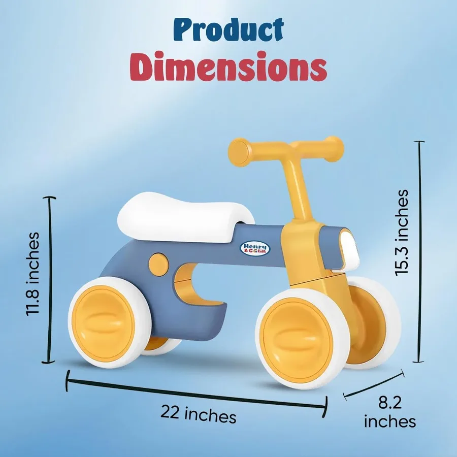 Babyloopfiets voor kinderen - Geen pedaal 4 stilte wielen en zachte zitting eerste fiets, peuterwandelaar voor jongens en meisjes, met licht, Musi