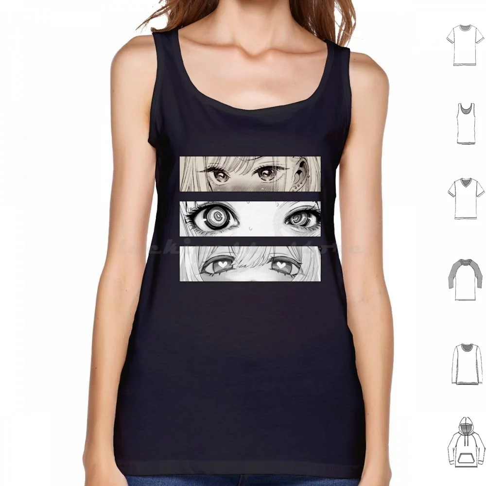 Lewd Manga Monochrome Eyes Bundle Tank Tops Vest Sleeveless Anime Manga Anime Girl Doujinshi Waifu Car Slap Heart Shaped