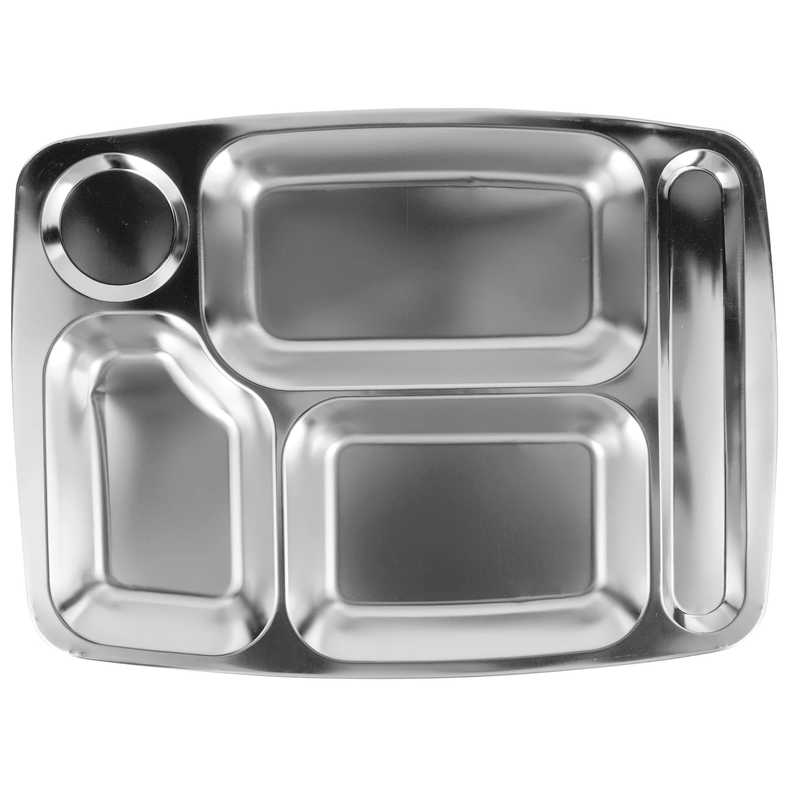 

Canteen Dining Food Plate Tableware Stainless Steel Compartment Divided Food Plates Child Cafeteria Lunch Tray Reusable